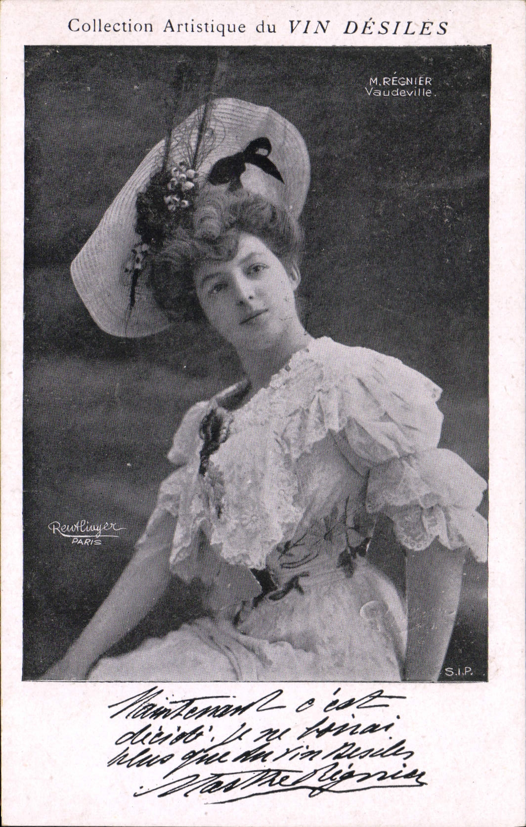 VINTAGE POSTCARD Theater Fantasy Woman Wine Desiles Regnier