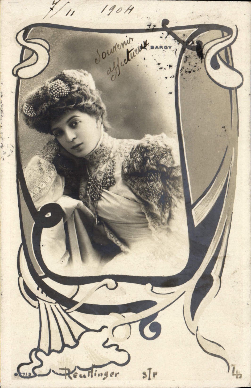 VINTAGE POSTCARD Theater Fantasy Bargy Woman