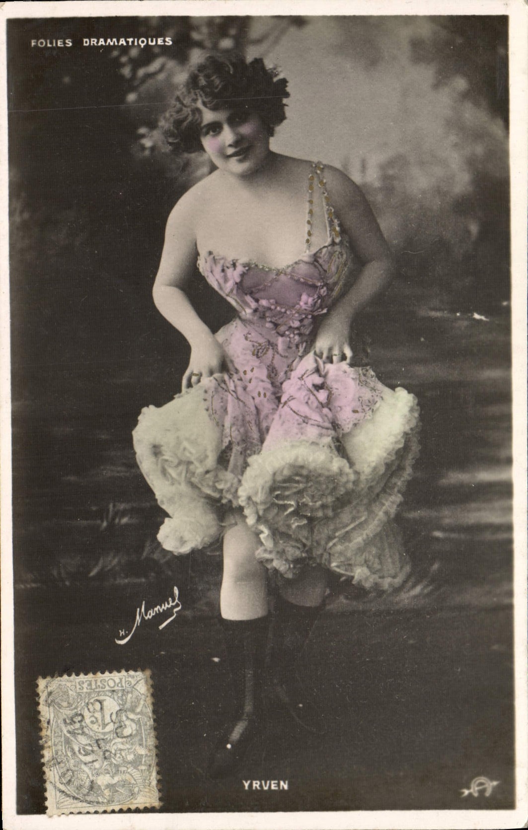 VINTAGE POSTCARD Theater Fantasy Woman Dramatic Madnesses Yrven