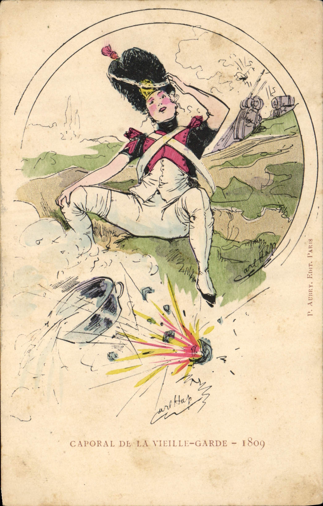Cabo del ilustrador de la fantasía de la POSTAL de la VENDIMIA de la vieja guardia Militaria 1809