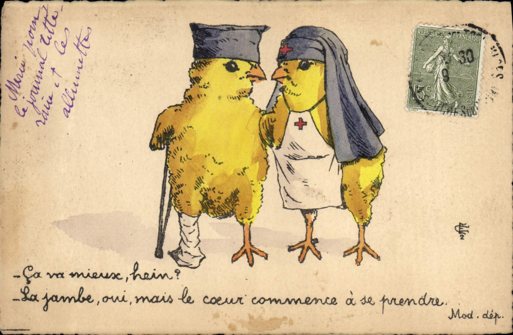 VINTAGE POSTCARD Fantasy Illustrator Chicks Red Cross Nurse