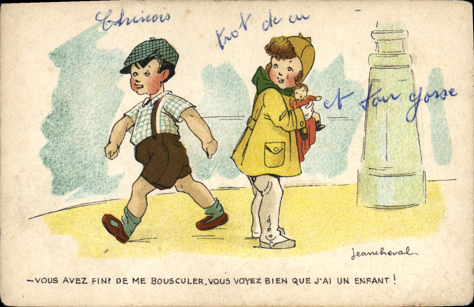 VINTAGE POSTCARD Fantaisie Illustrator Jean Cheval You finished hustling me