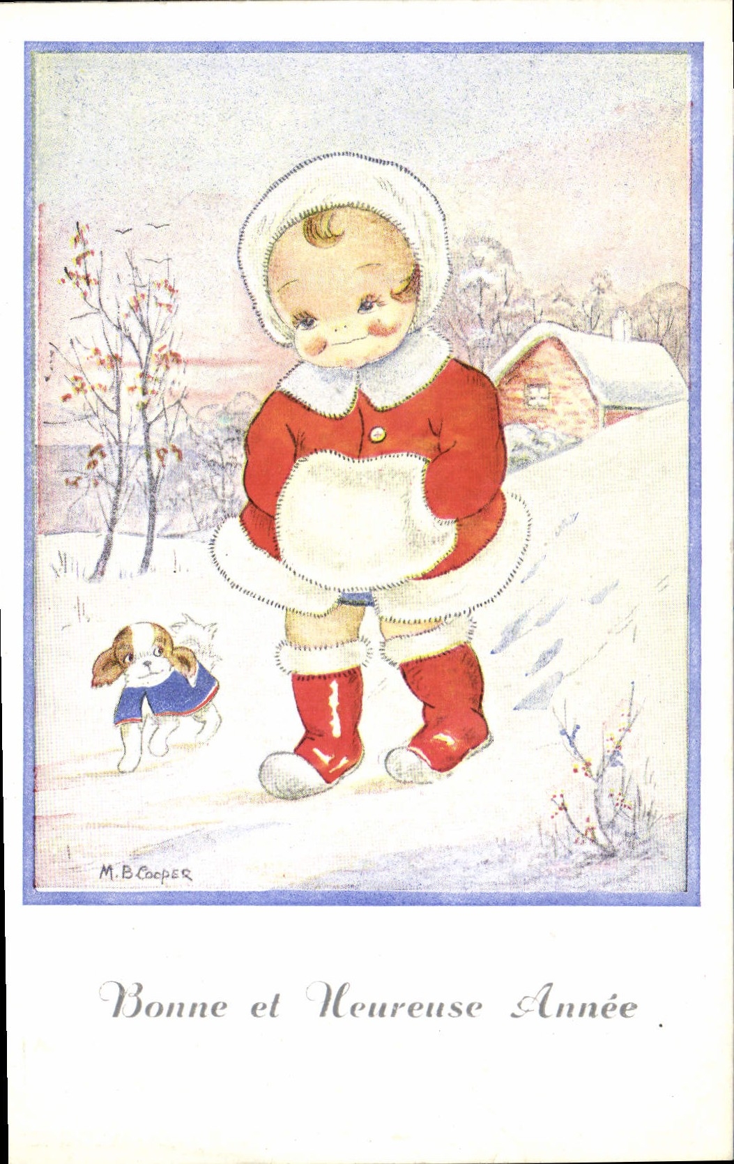 VINTAGE POSTCARD Fantasy Illustrator Cooper Child Dog