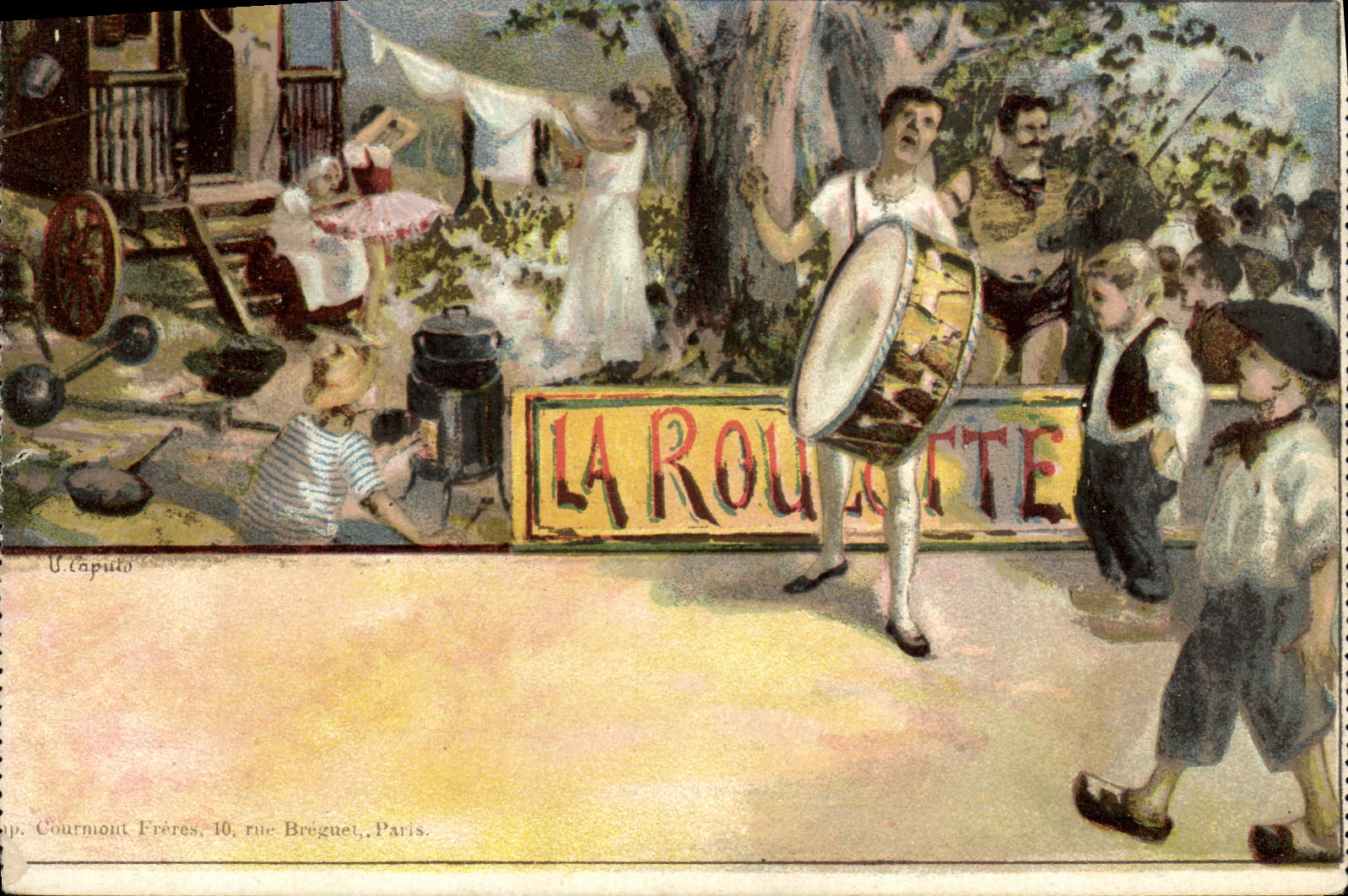 VINTAGE POSTCARD Fantasy Illustrator Roulotte