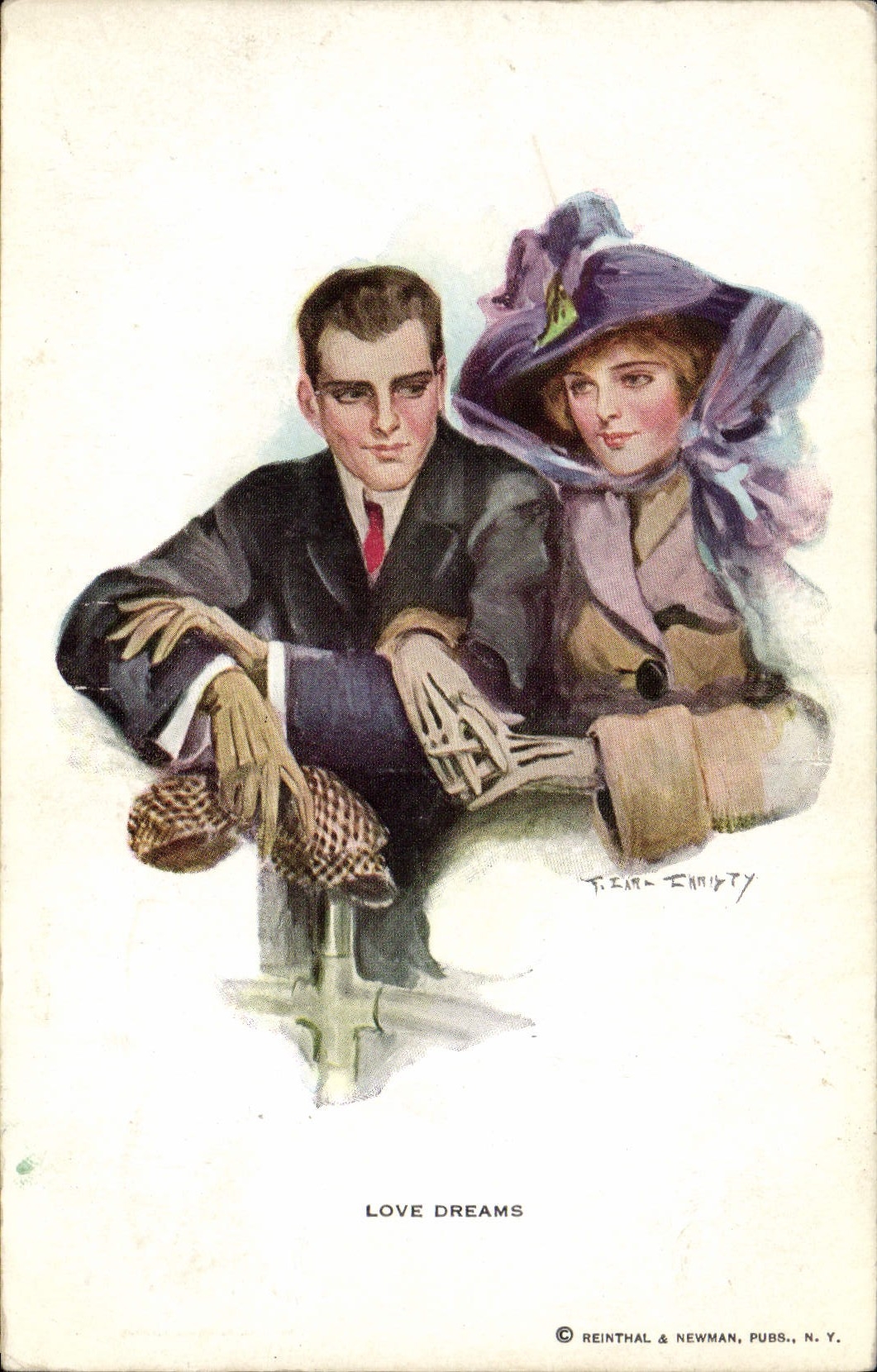 VINTAGE POSTCARD Fantaisie Illustrator Coils dreams