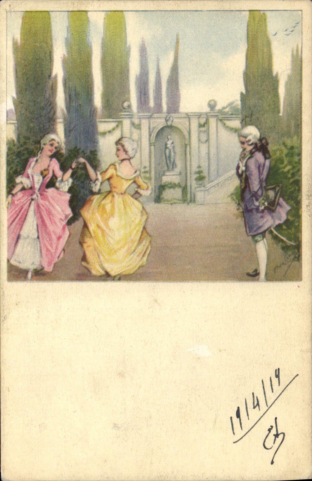 VINTAGE POSTCARD Fantaisie Illustrator Women Dances
