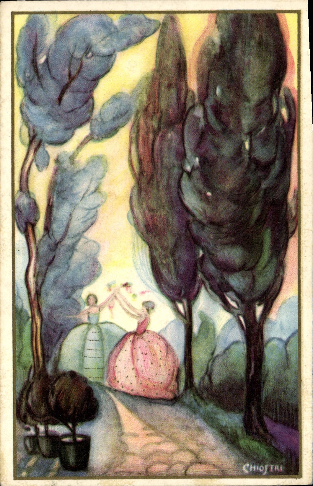 VINTAGE POSTCARD Fantasy Chiostri Illustrator