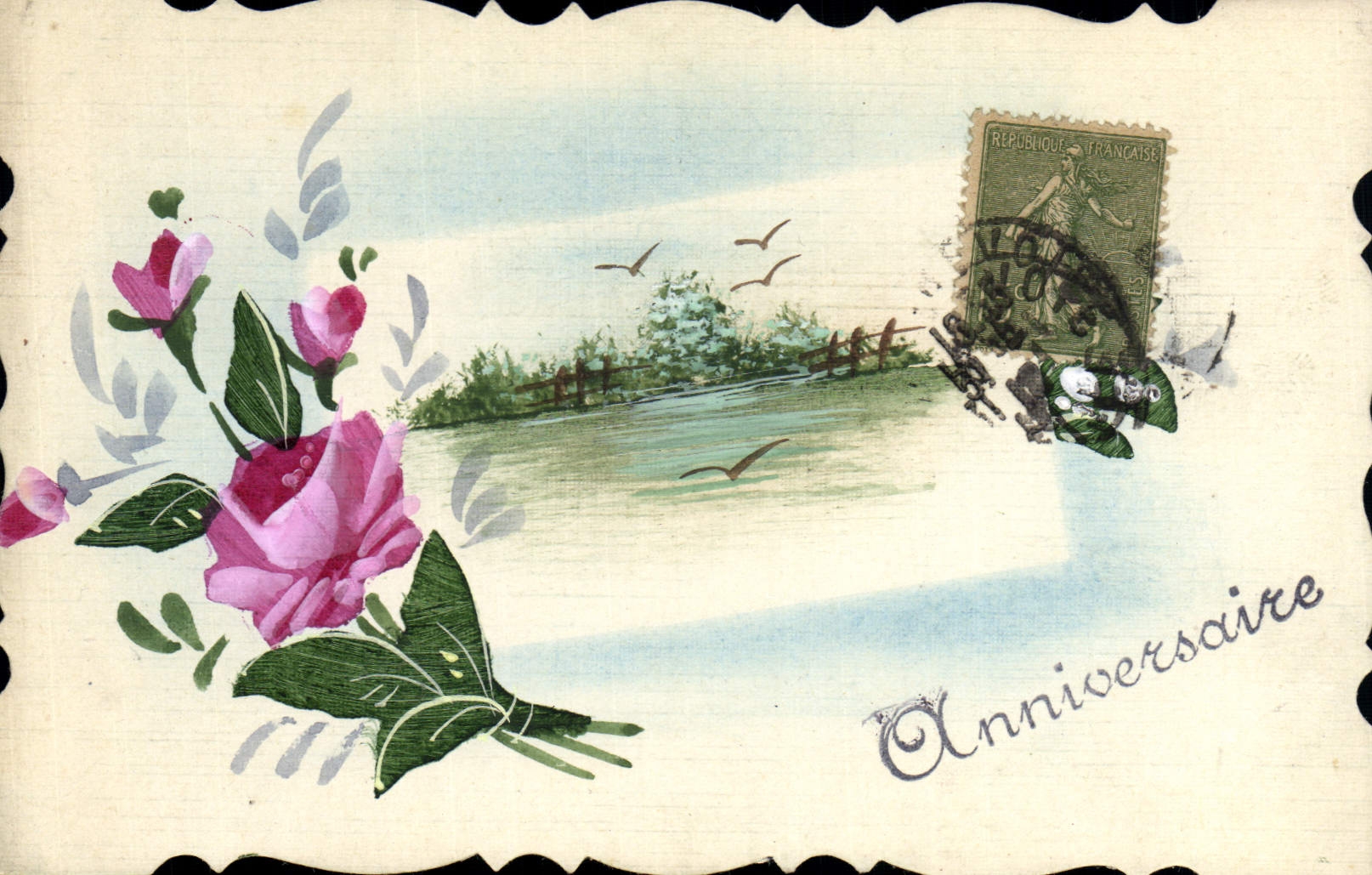 CPA Fantaisie (dessin a la main) Fleurs