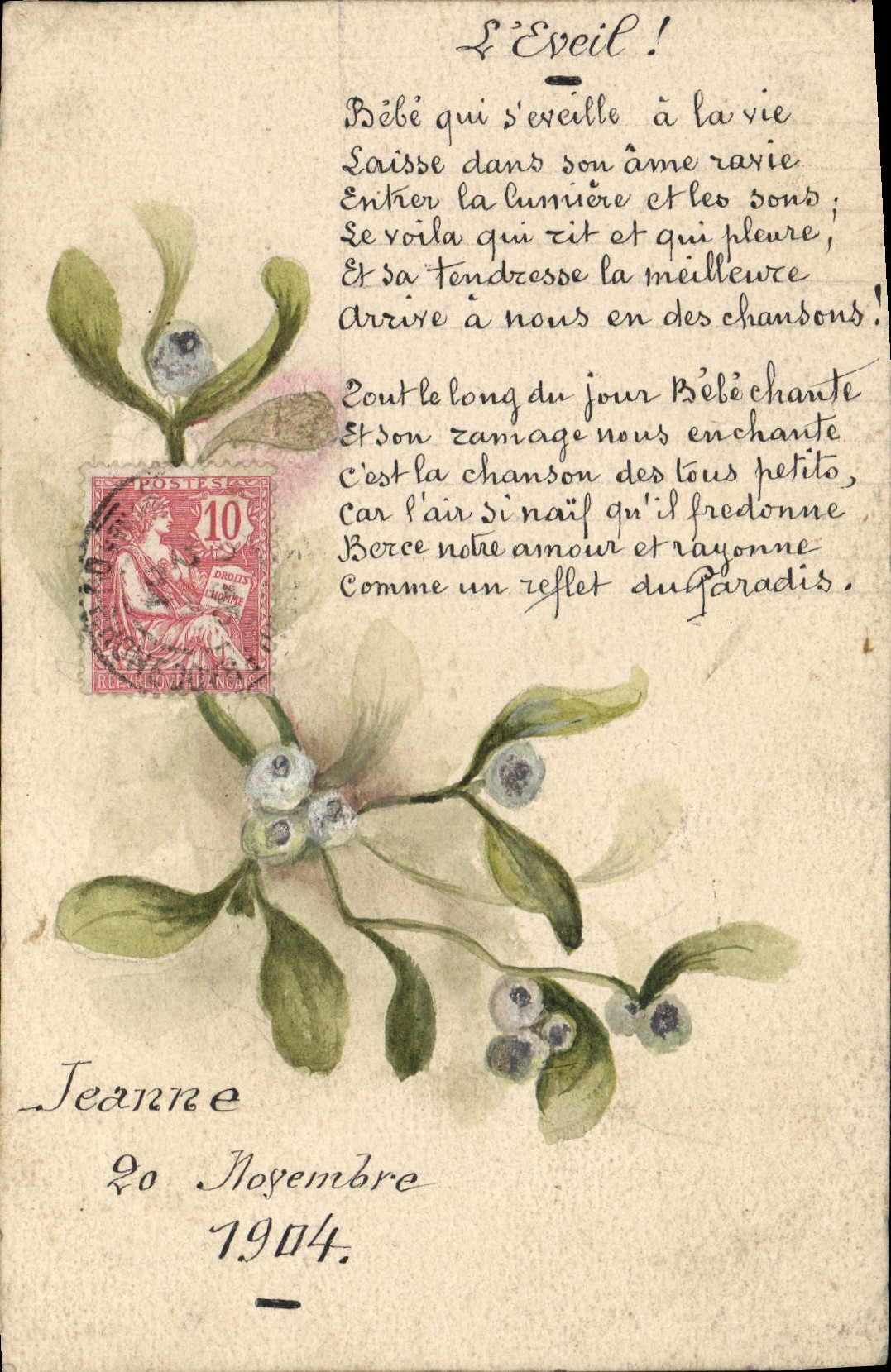 CPA Fantaisie (dessin a la main) Fleurs L'eveil