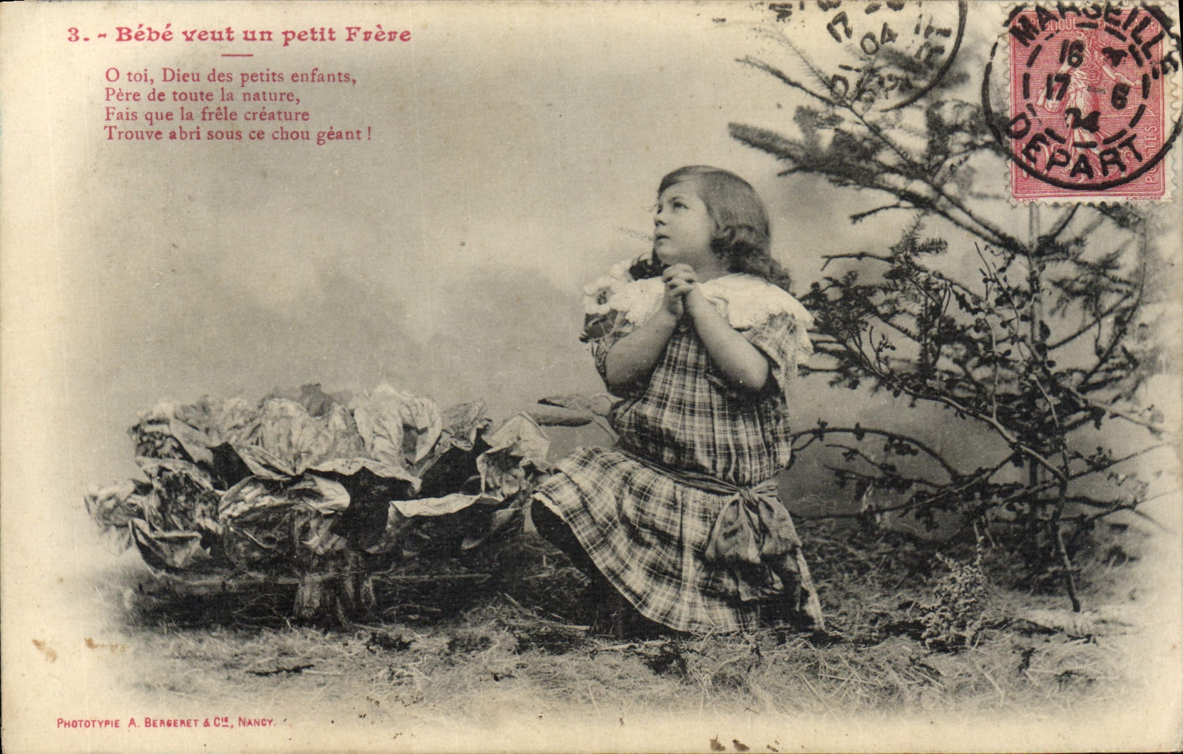 VINTAGE POSTCARD Fantaisie Child Baby wants a little brother