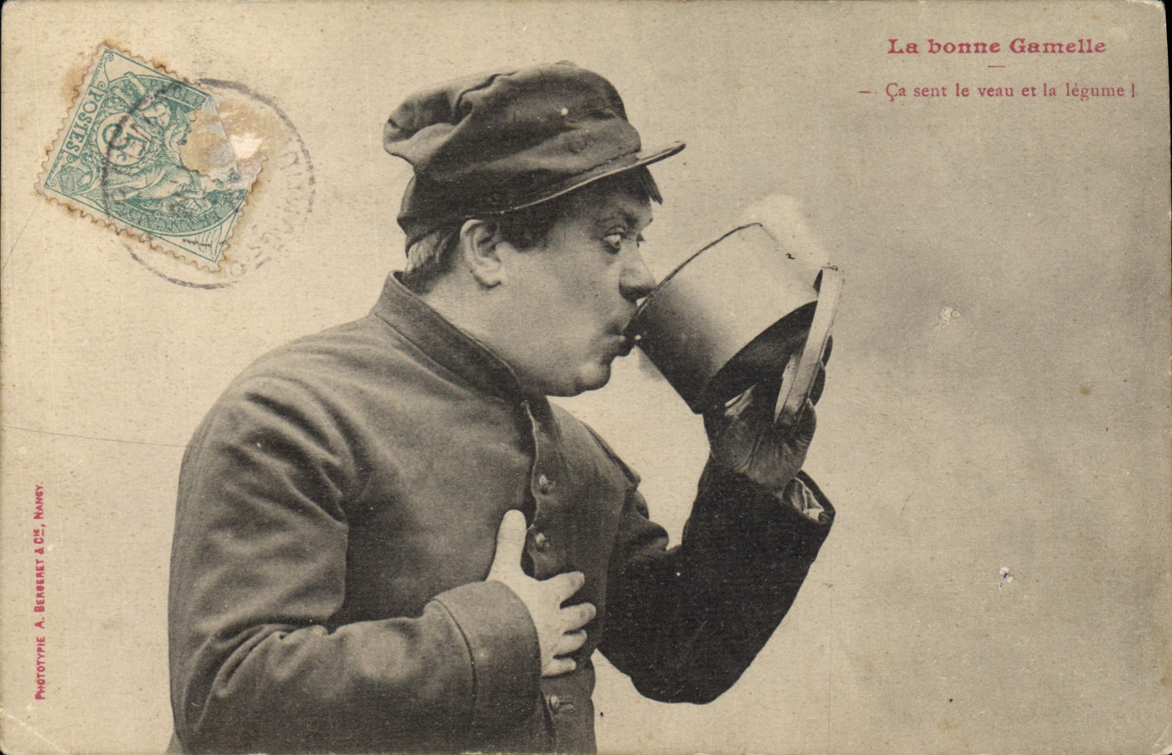 CPA Fantaisie la bonne Gamelle Militaria 