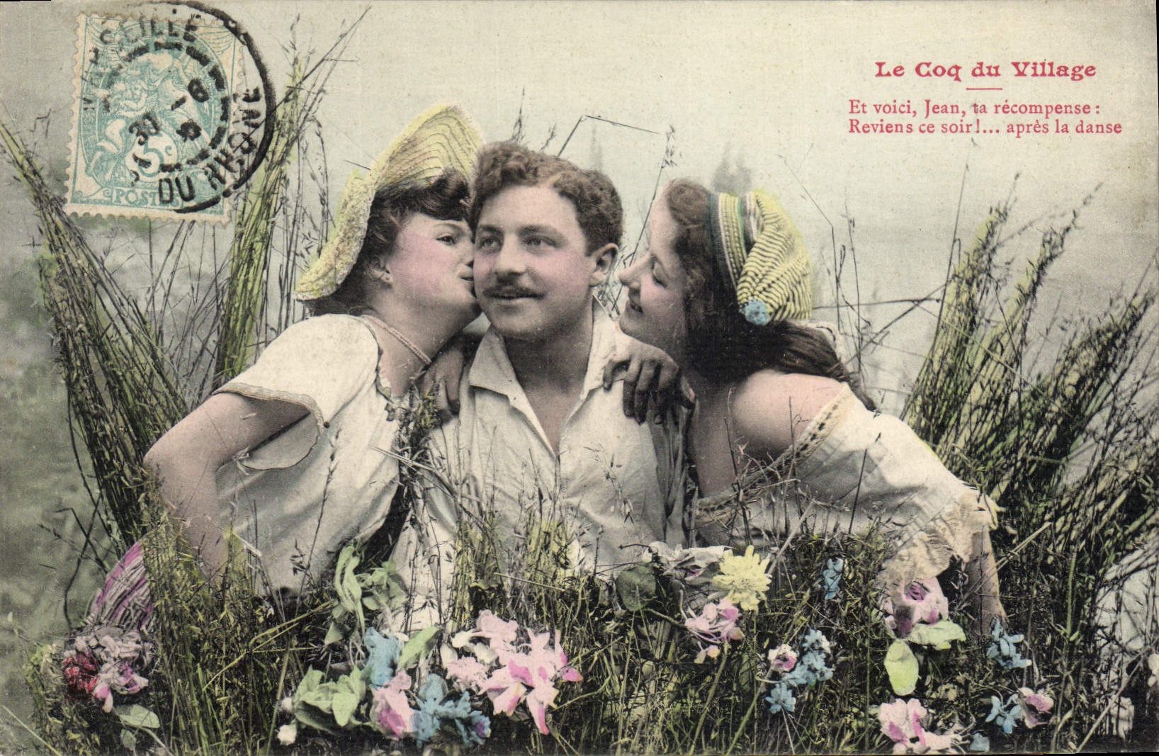 VINTAGE POSTCARD Fantasy the cock of the village