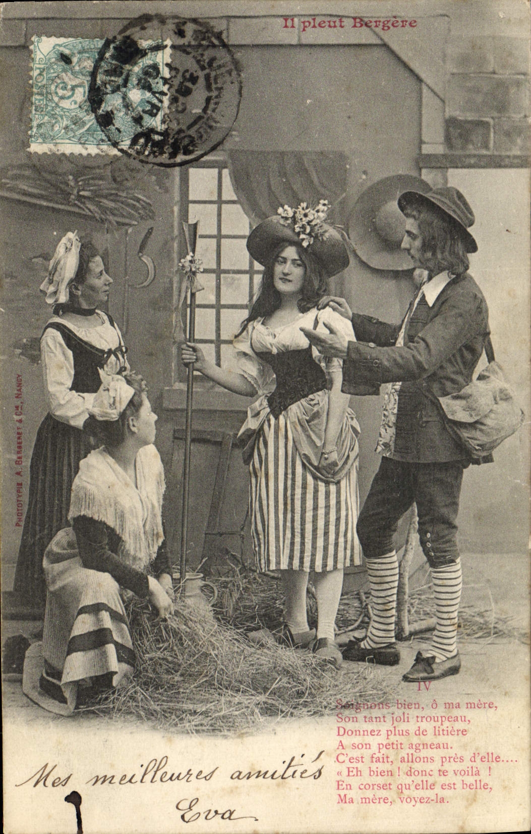 VINTAGE POSTCARD Fantasy Woman It tear shepherdess