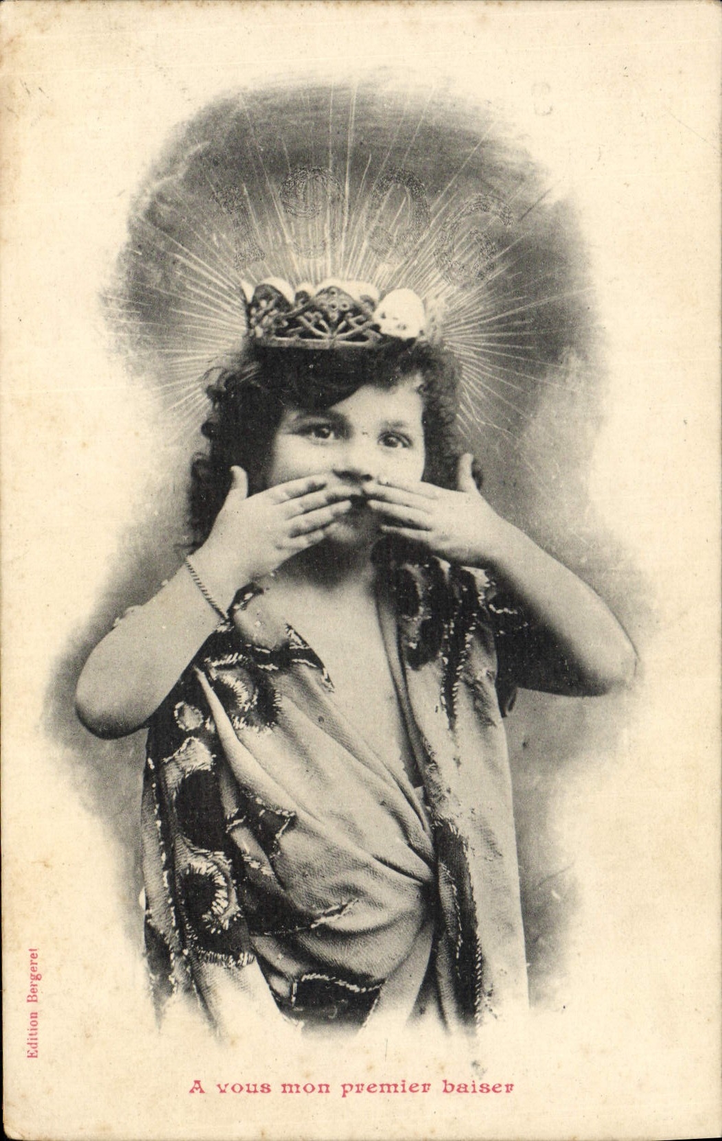 VINTAGE POSTCARD Fantaisie Child has to you my first kiss