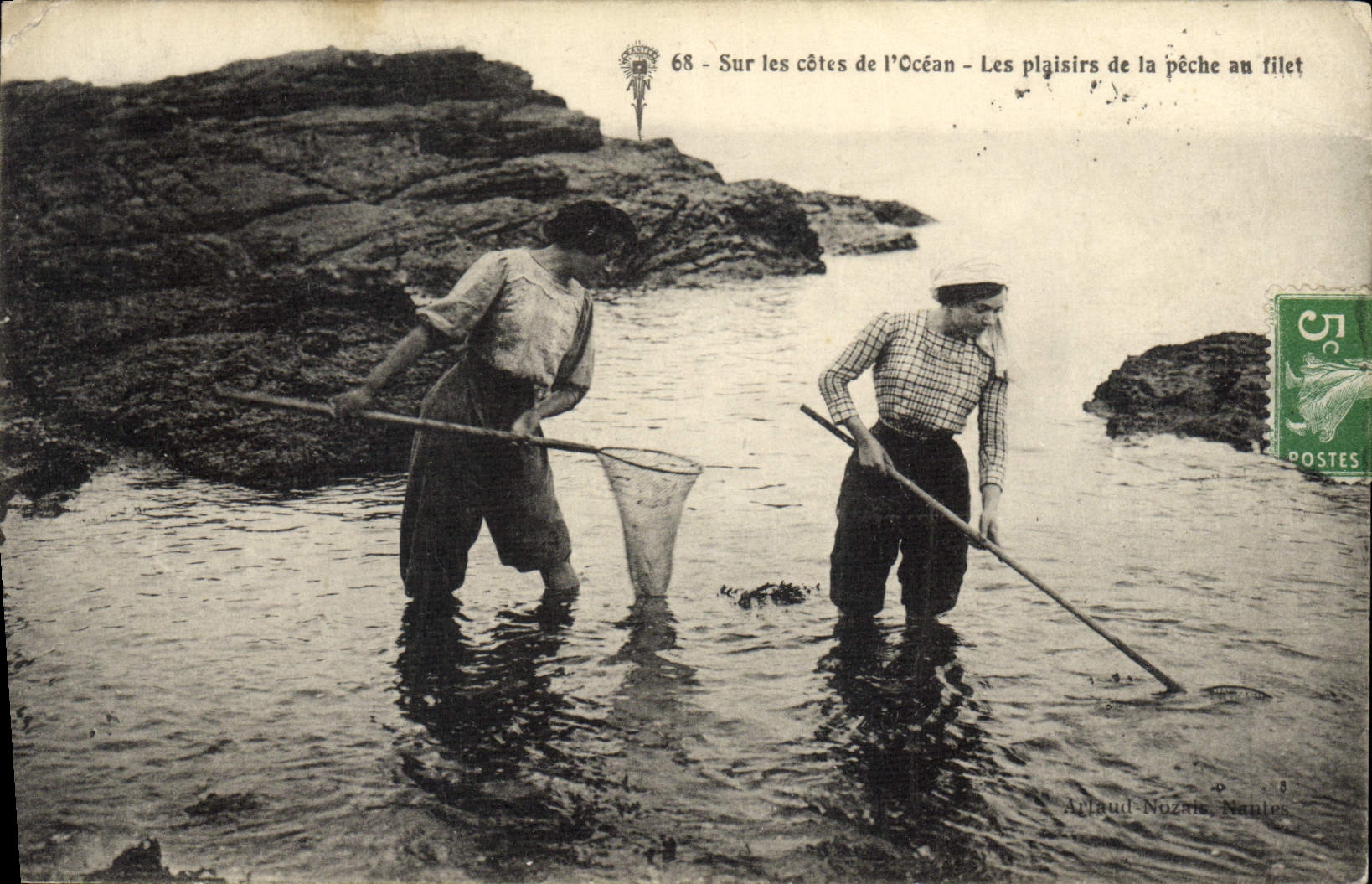 CPA Peche Sur les cotes de l'Ocean Les plaisirs de la peche au filet