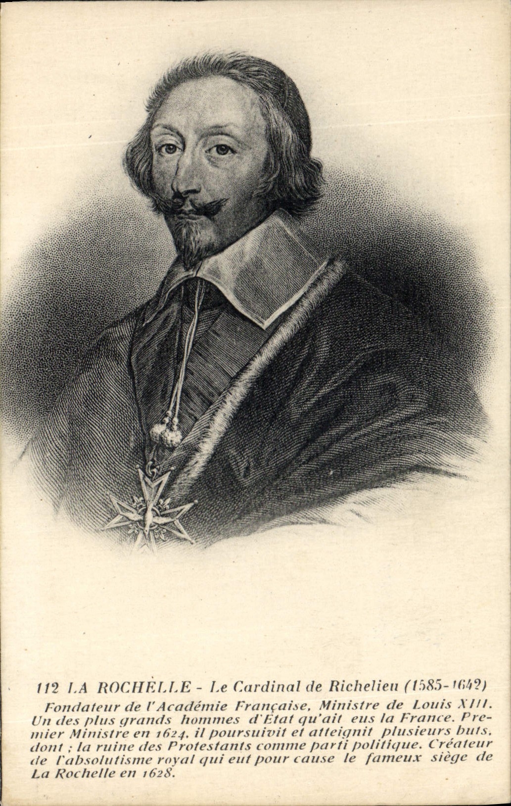 POSTAL La Rochelle de la VENDIMIA el cardenal de Richelieu