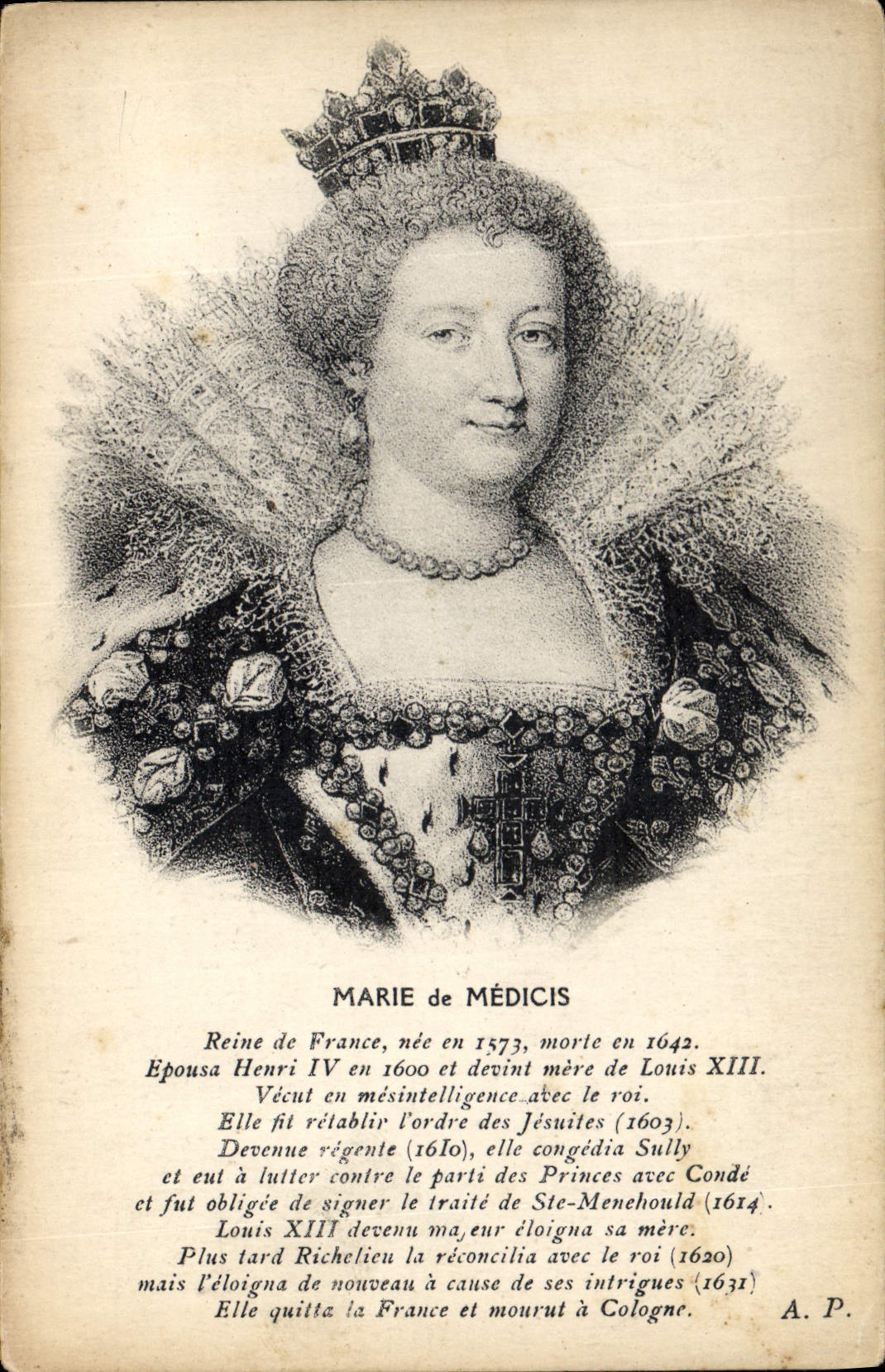 CPA Marie de Medicis Reine de France