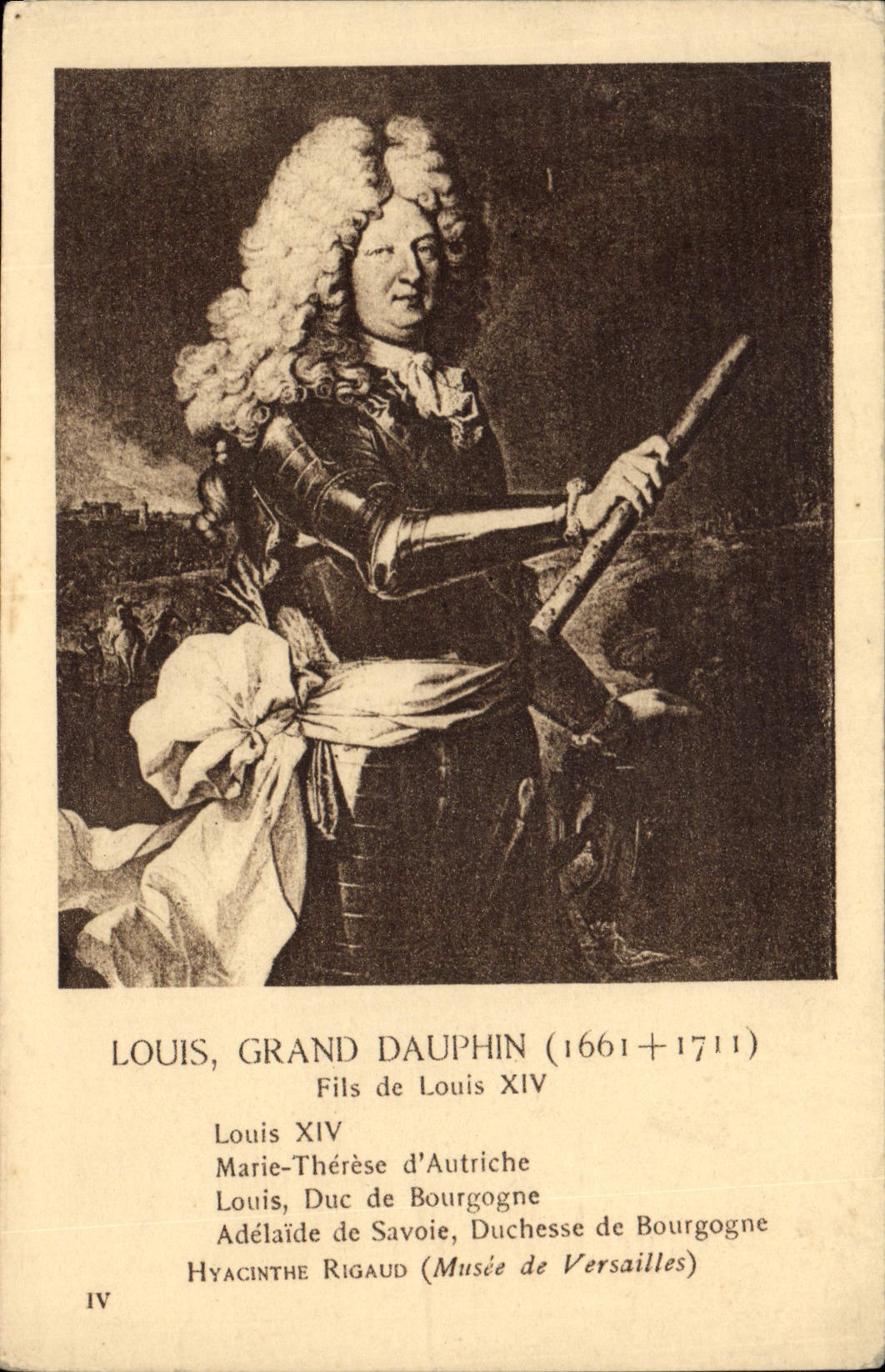 Alambre grande del delfín de Louis de la POSTAL de la VENDIMIA de louis XIV
