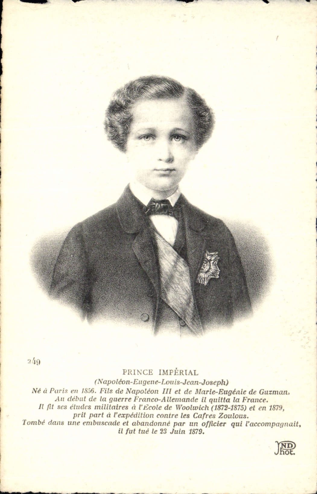 Príncipe Imperial Napoleon Eugene Louis Jean José de la POSTAL de la VENDIMIA