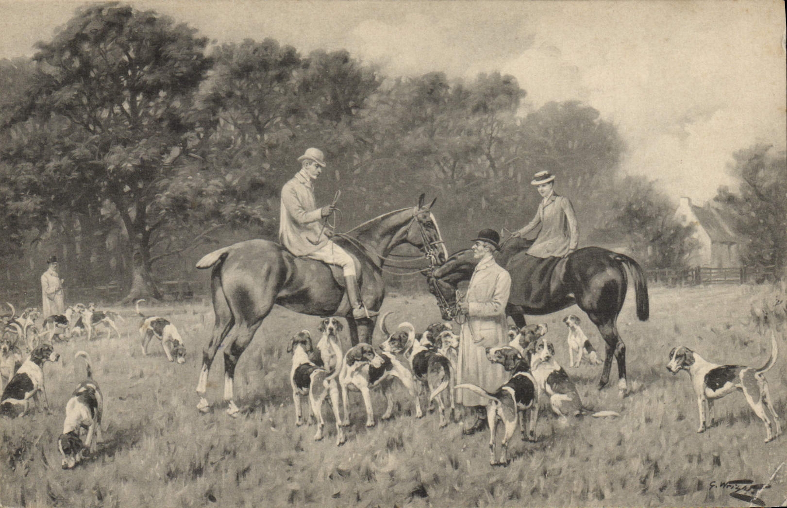 CPA Chien Chiens Chasse a courre Cavaliers