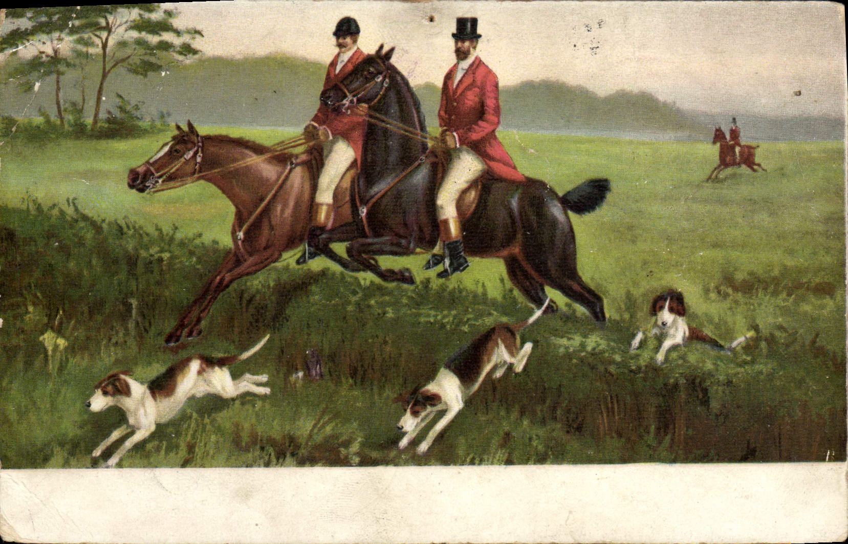 CPA Chien Chiens Chasse a courre Cavaliers