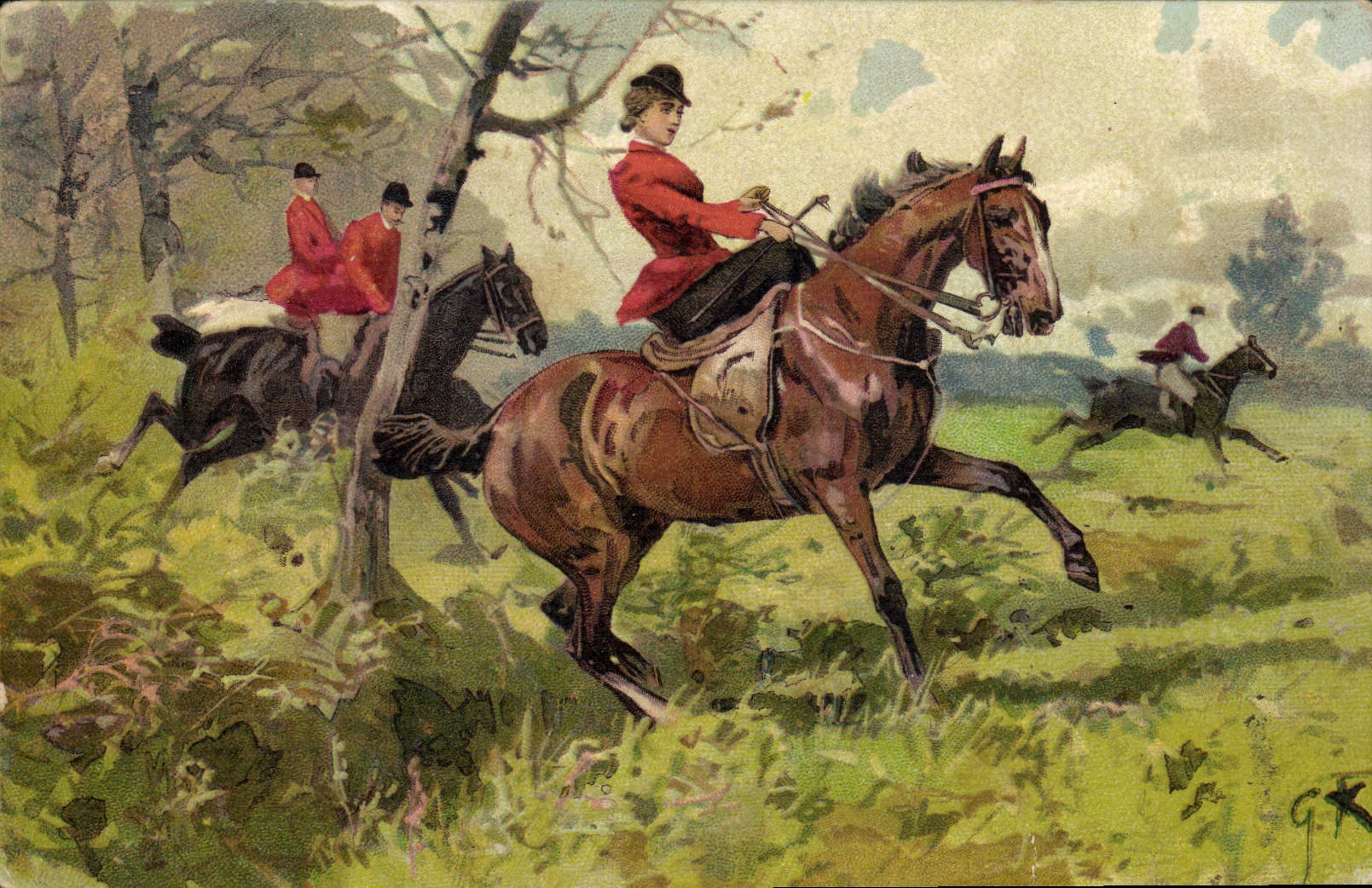 CPA Chien Chiens Chasse a courre Cavaliers