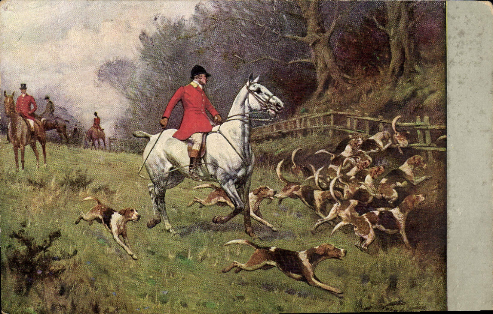 CPA Chien Chiens Chasse a courre Cavaliers