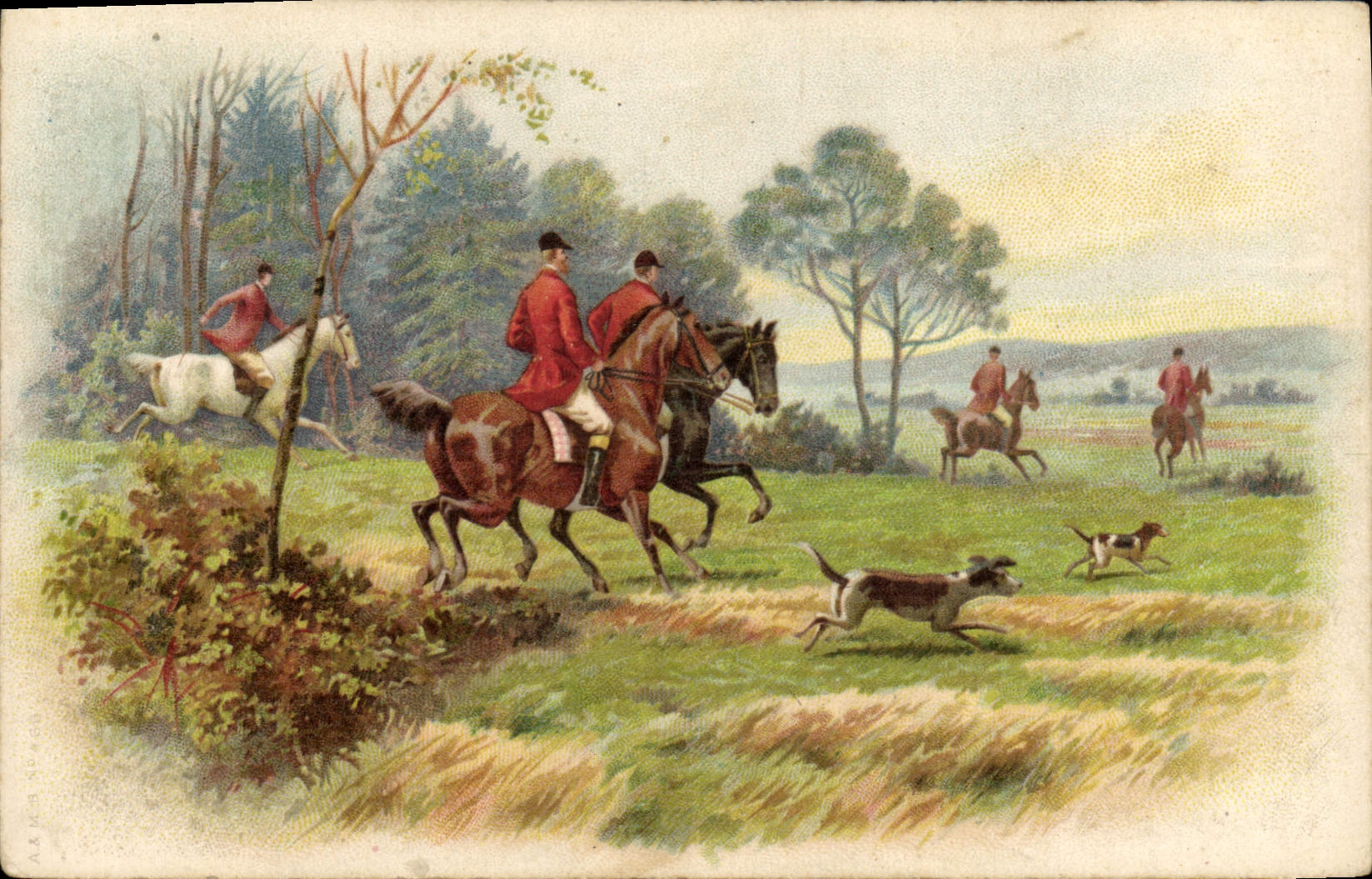 CPA Chien Chiens Chasse a courre Cavaliers