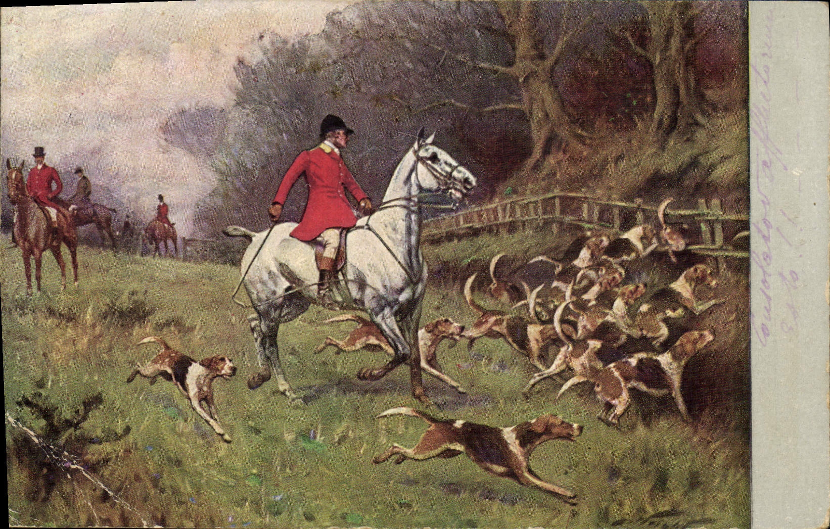 CPA Chien Chiens Chasse a courre Cavaliers