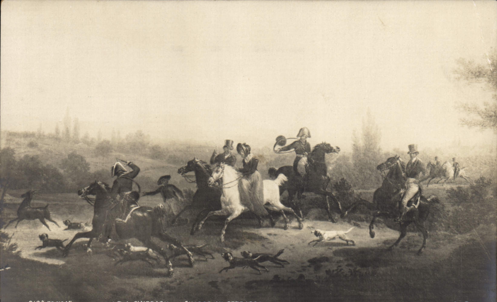 CPA Chien Chiens Chasse a courre Swebach Chasse au cerf 1822