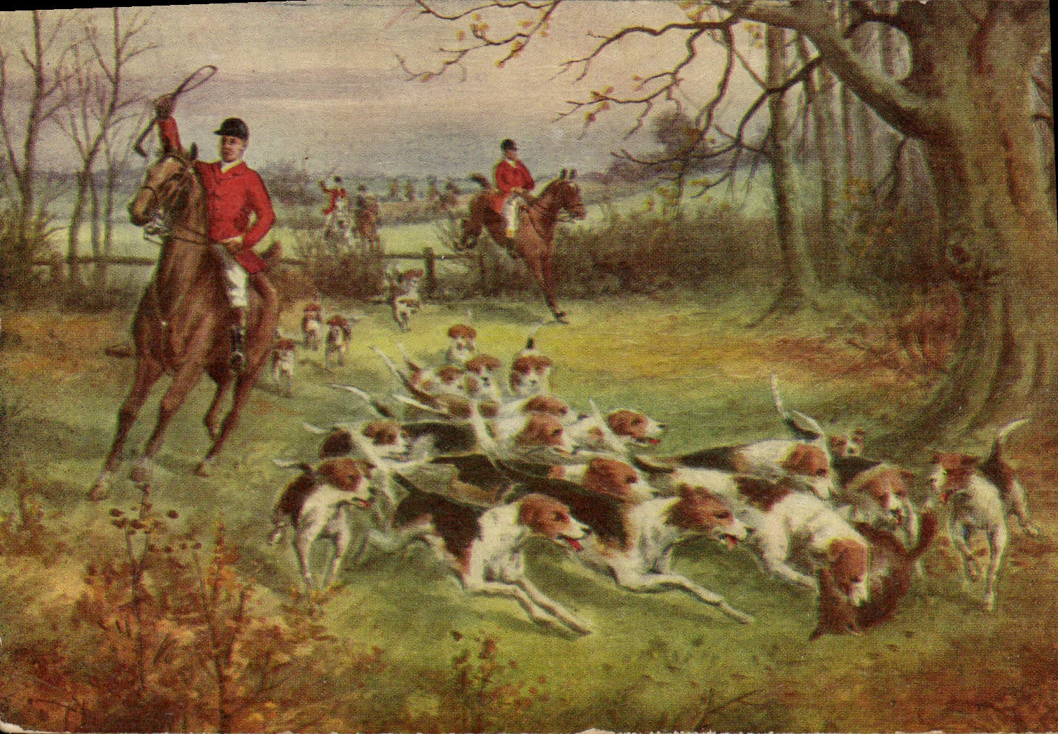 CPA Chien Chiens Chasse a courre Cavaliers