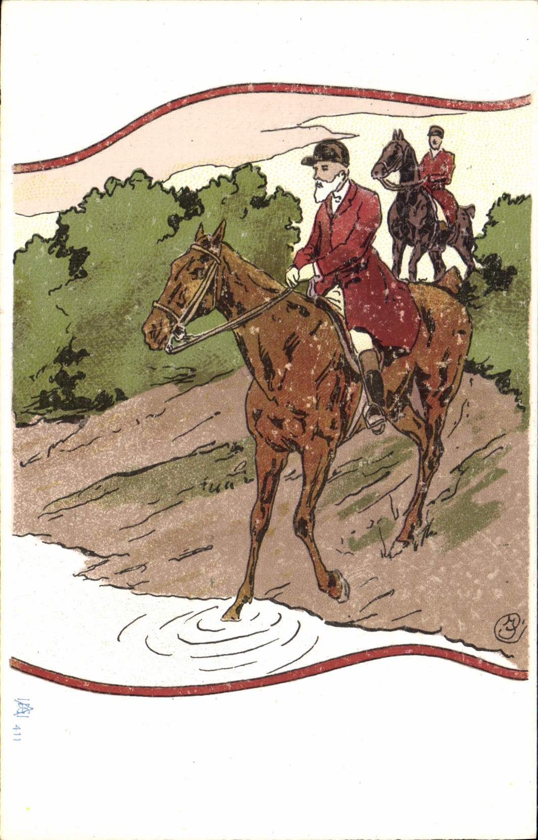 CPA Chien Chiens Chasse a courre Cavaliers