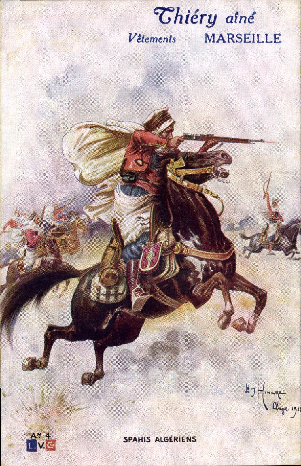 VINTAGE POSTCARD Militaria Spahis Algerian Thiery Aine Marseilles Clothing