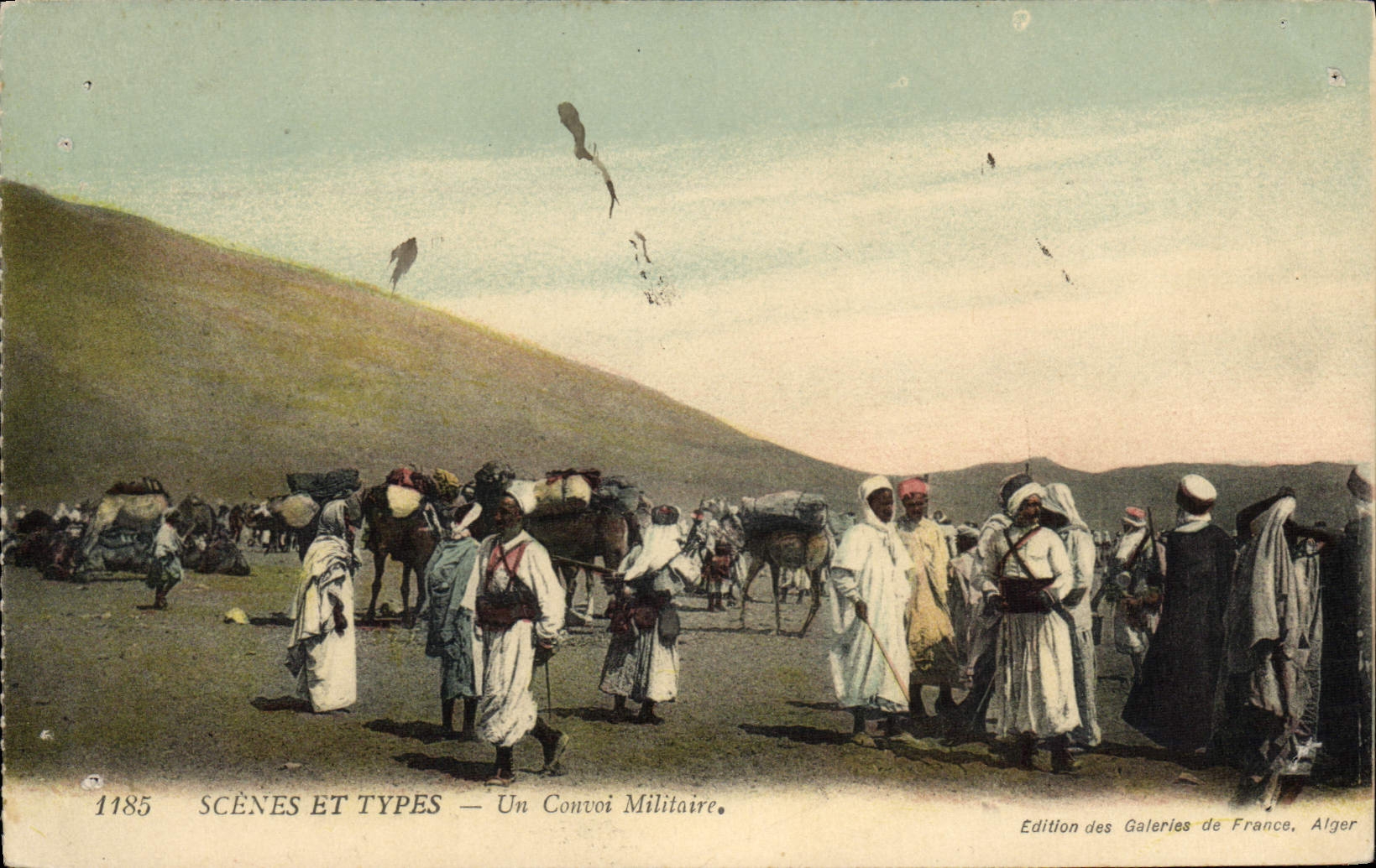 VINTAGE POSTCARD Militaria a military convoy