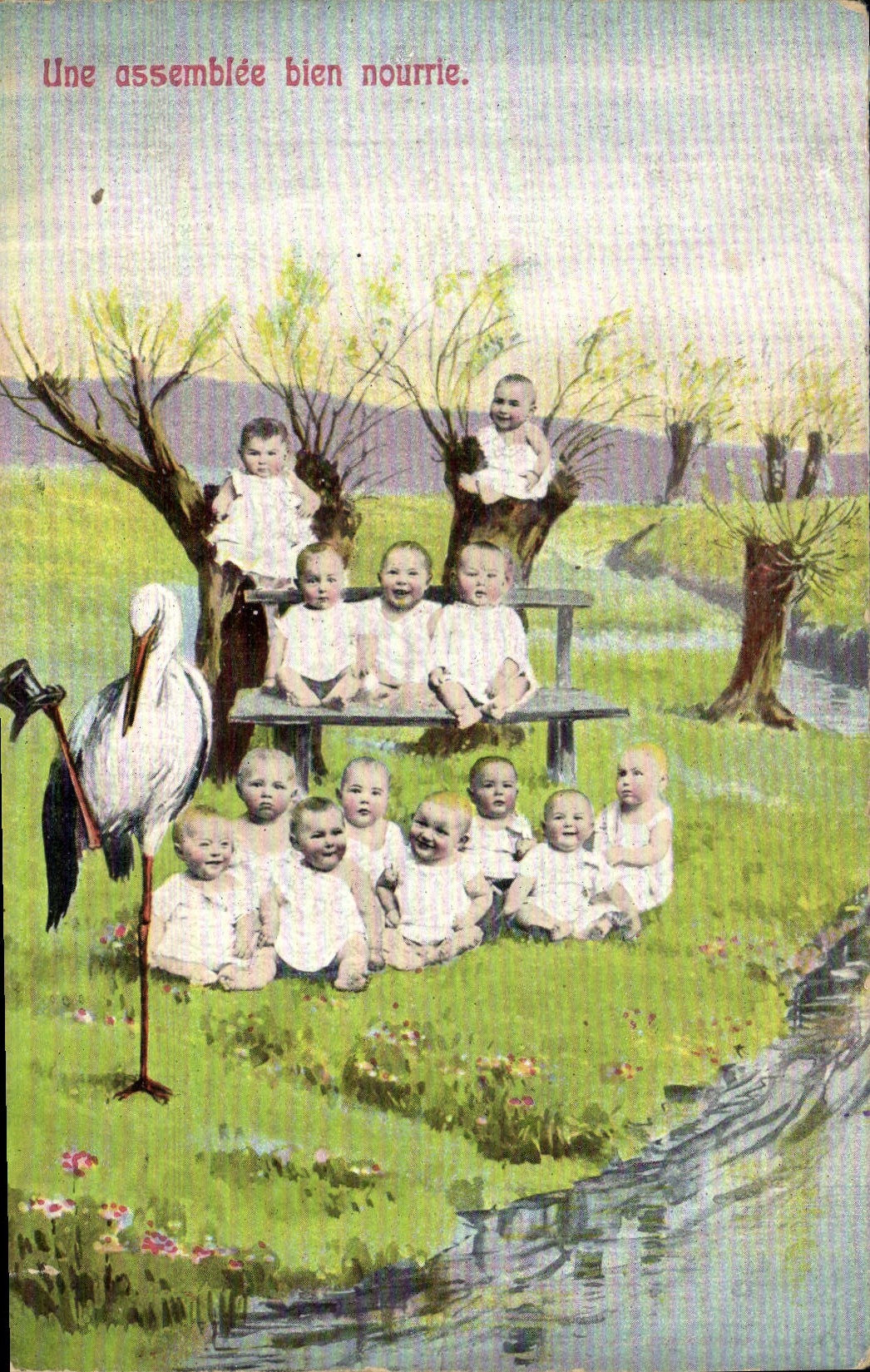 VINTAGE POSTCARD Fantasy Child Baby a well nourished assembly