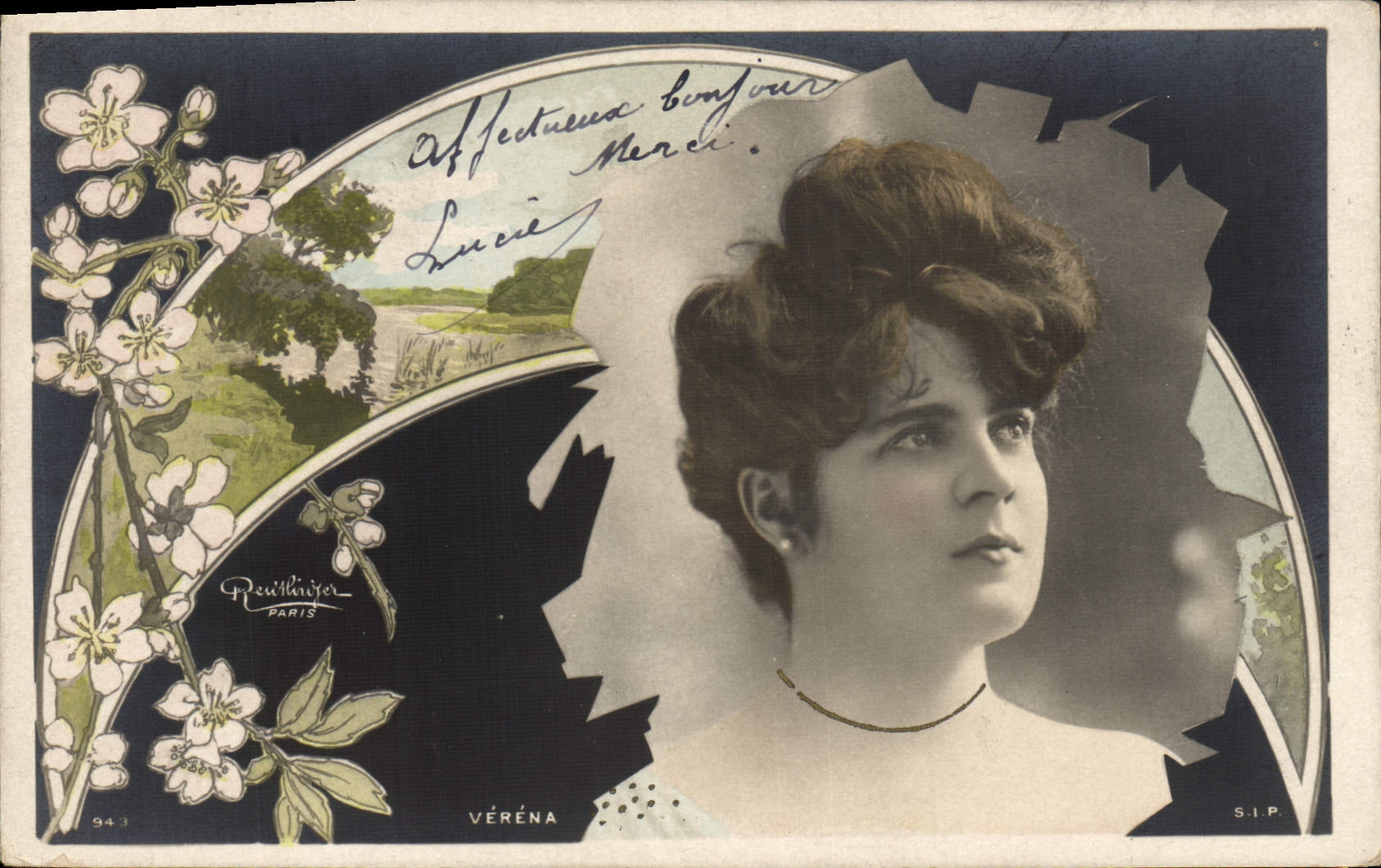 VINTAGE POSTCARD Woman Verena Theater