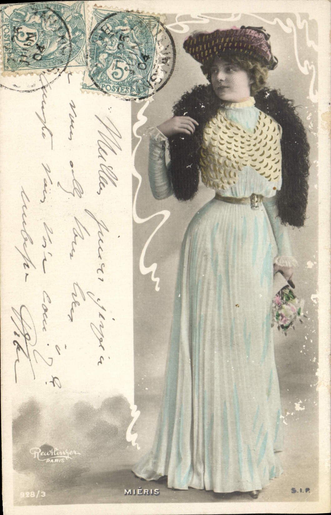 VINTAGE POSTCARD Woman Mieris Theater