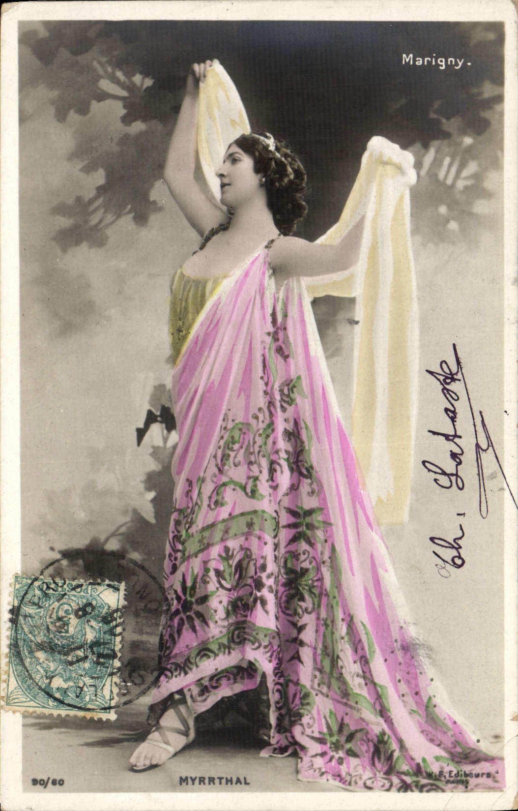 VINTAGE POSTCARD Woman Theater Paris Marigny Myrrthal