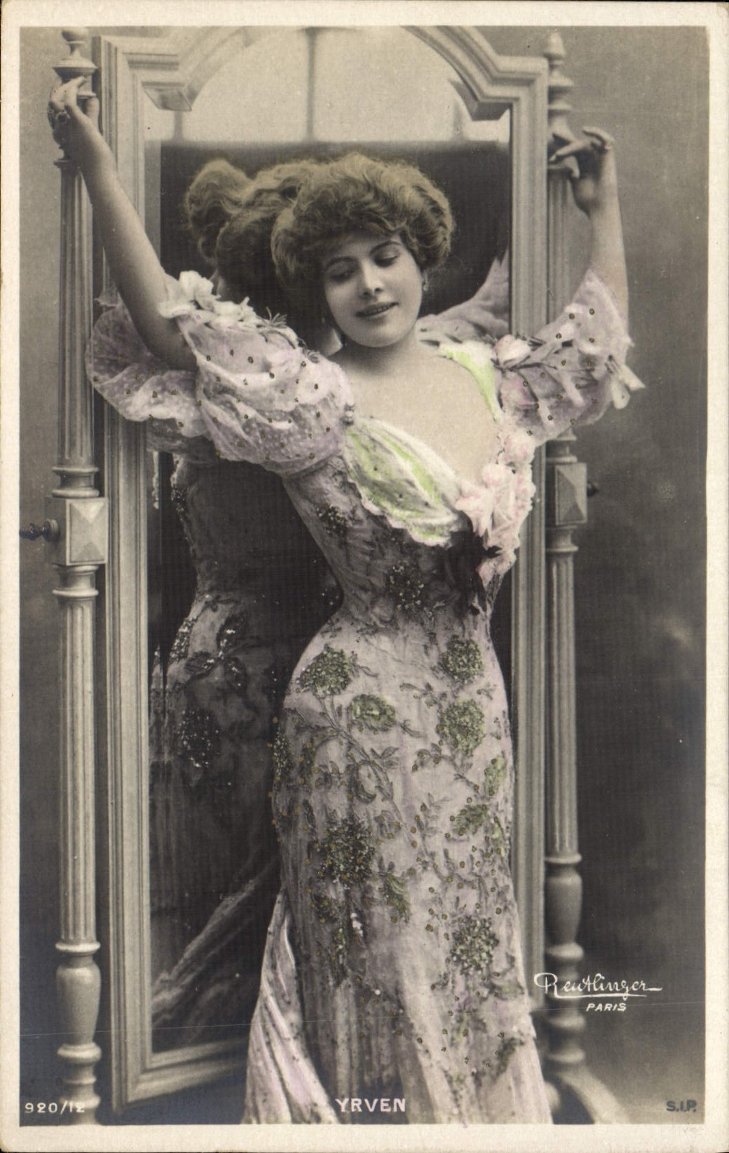 VINTAGE POSTCARD Woman Yrven Theater