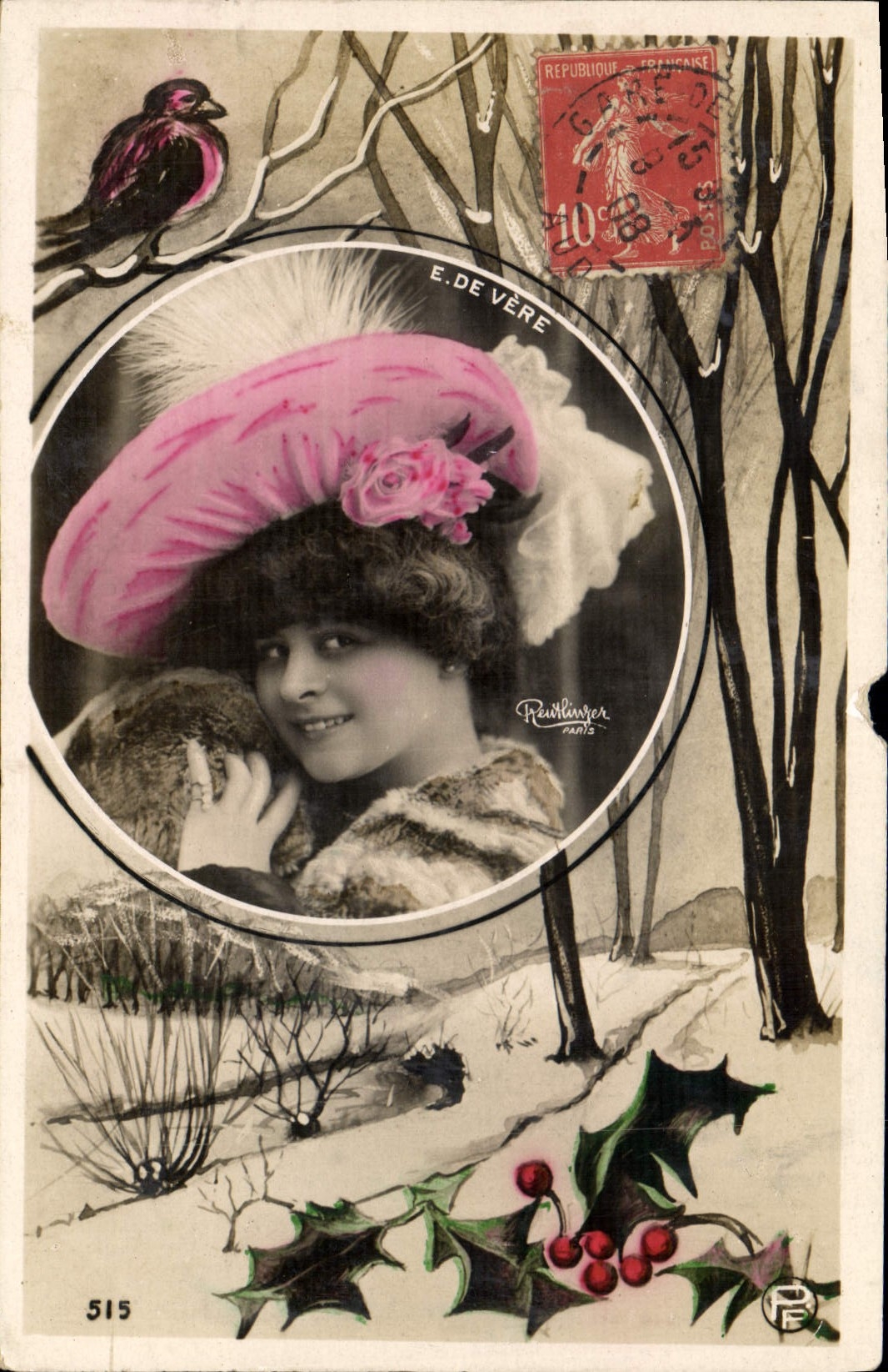 VINTAGE POSTCARD Woman Theater E of Vere