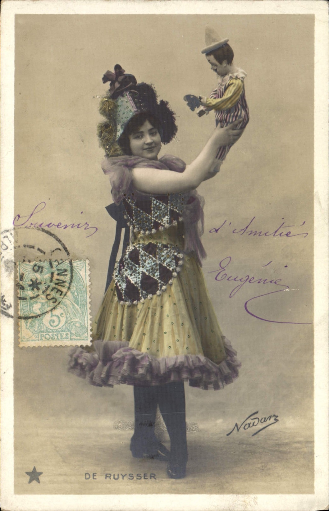 VINTAGE POSTCARD Woman Theater De Ruysser Puppet