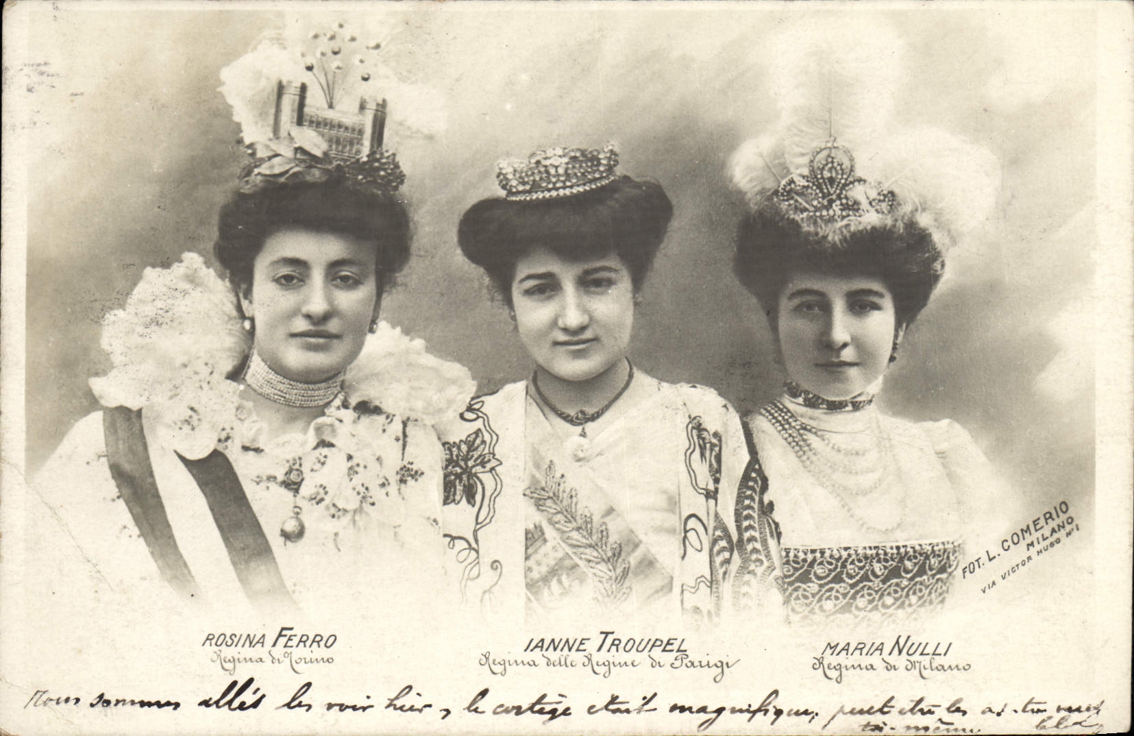 VINTAGE POSTCARD Woman Theater Rosina Ferro Ianne Troupel Maria Nulli Milano parigi