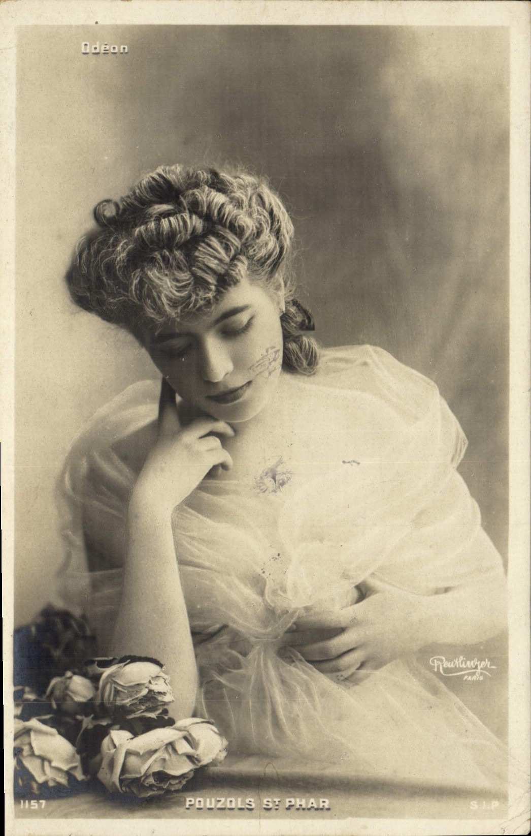 VINTAGE POSTCARD Woman Theater Odeon Paris Pouzols St Phar