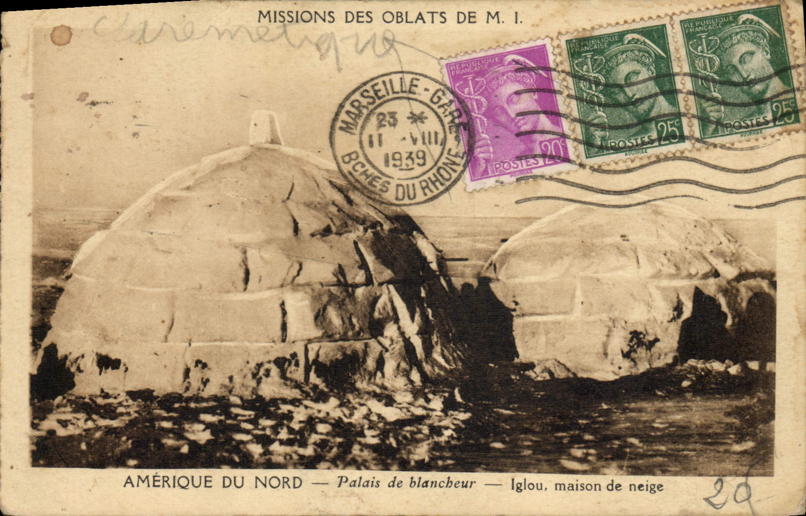 CPA Polaire Amerique du Nord palais de blancheur Iglou Maison de neige