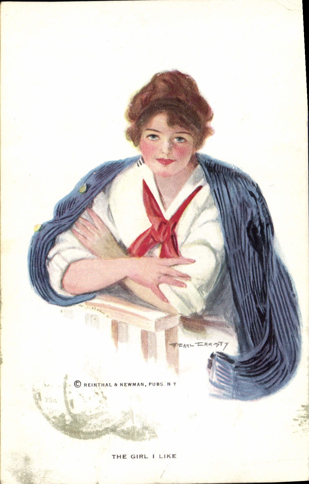 Mujer del ilustrador de la fantasía de la POSTAL de la VENDIMIA la muchacha que tengo gusto