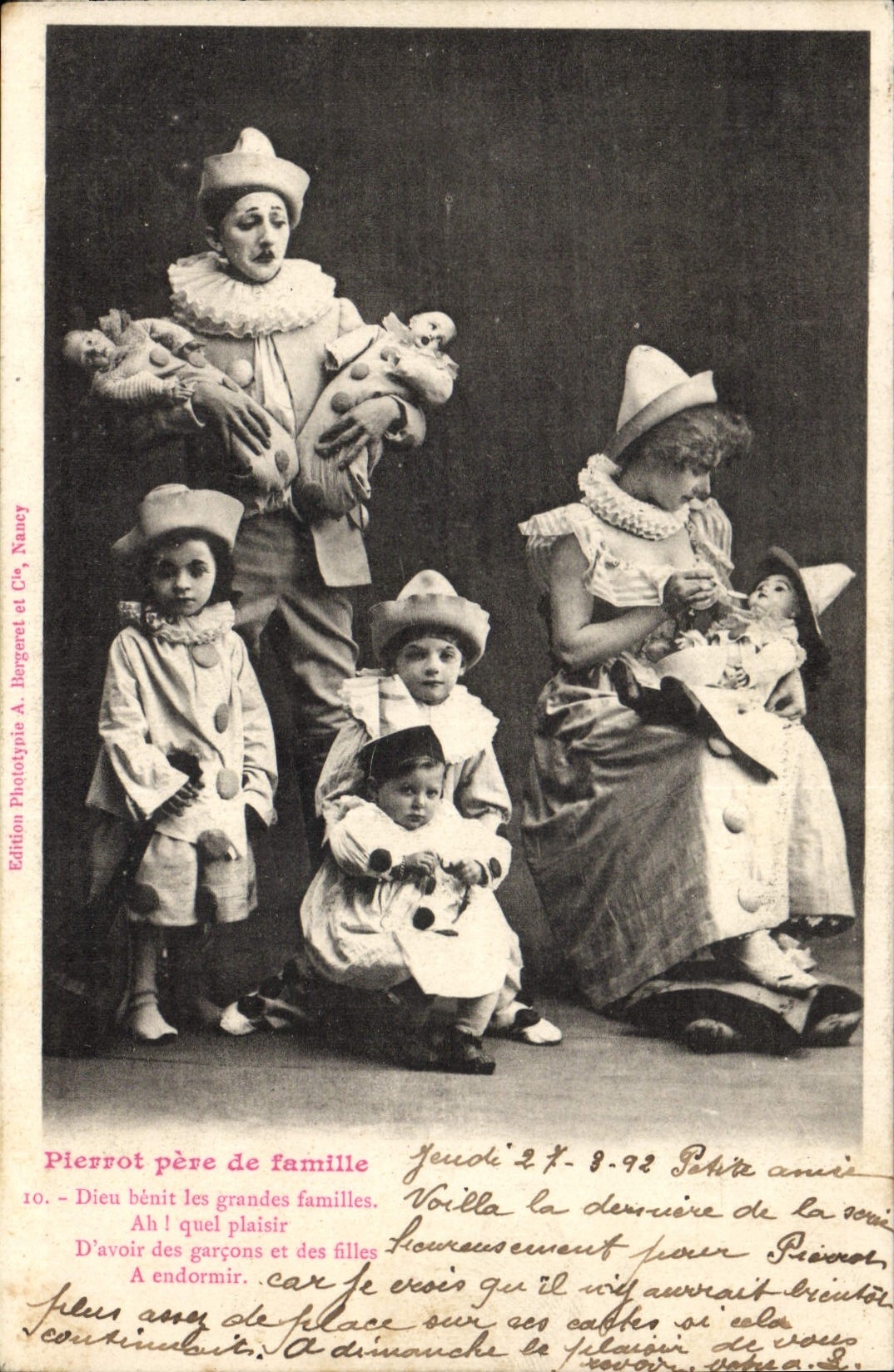 CPA Fantaisie Homme Pierrot Pere de famille