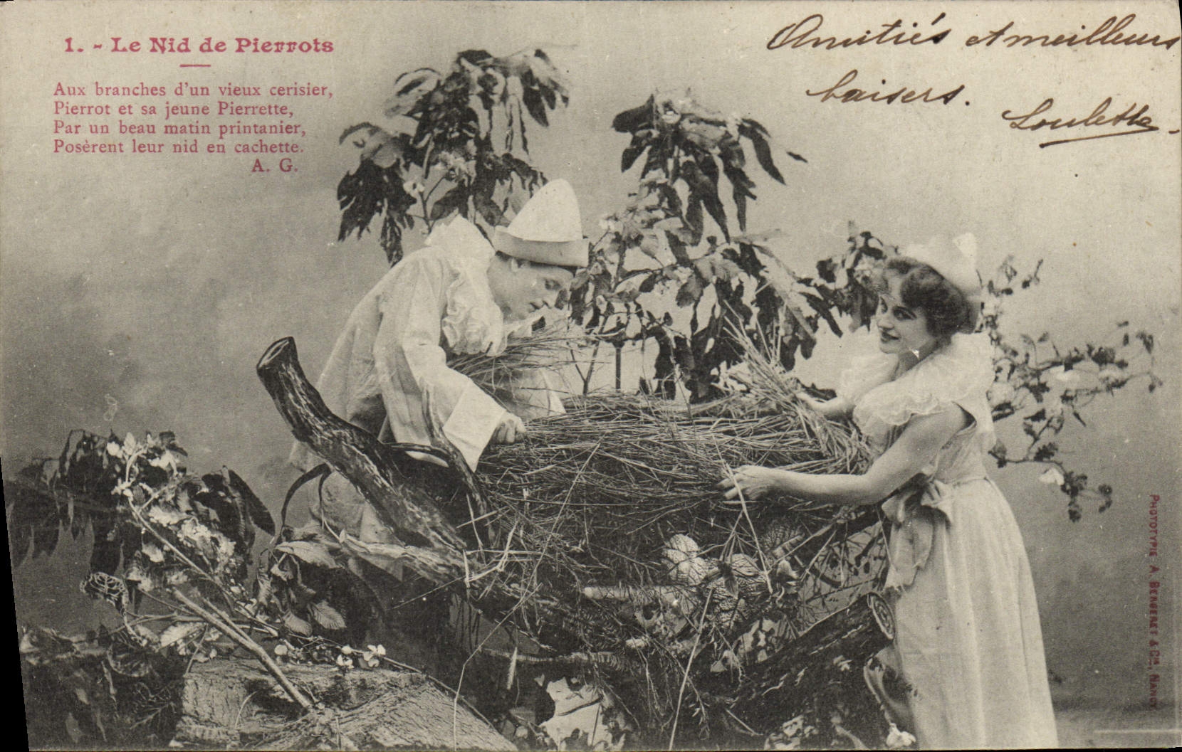CPA Fantaisie Le nid de Pierrots