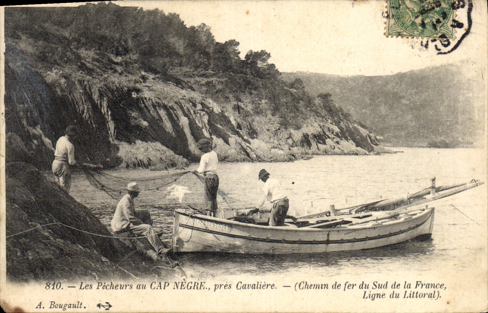 CPA Peche Les pecheurs au Cap Negre pres Cavaliere Chemion de fer du Sud de la France Ligne du littoral