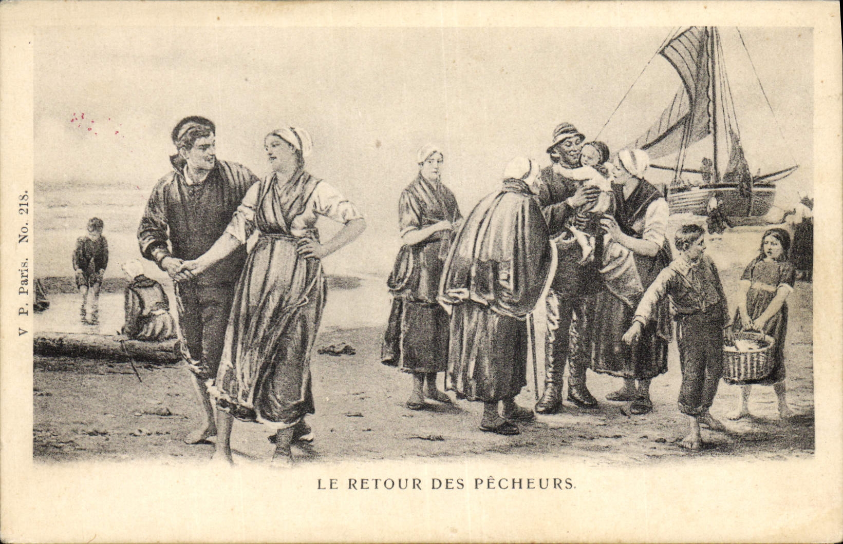 POSTAL de la VENDIMIA que pesca la vuelta de los pecadores