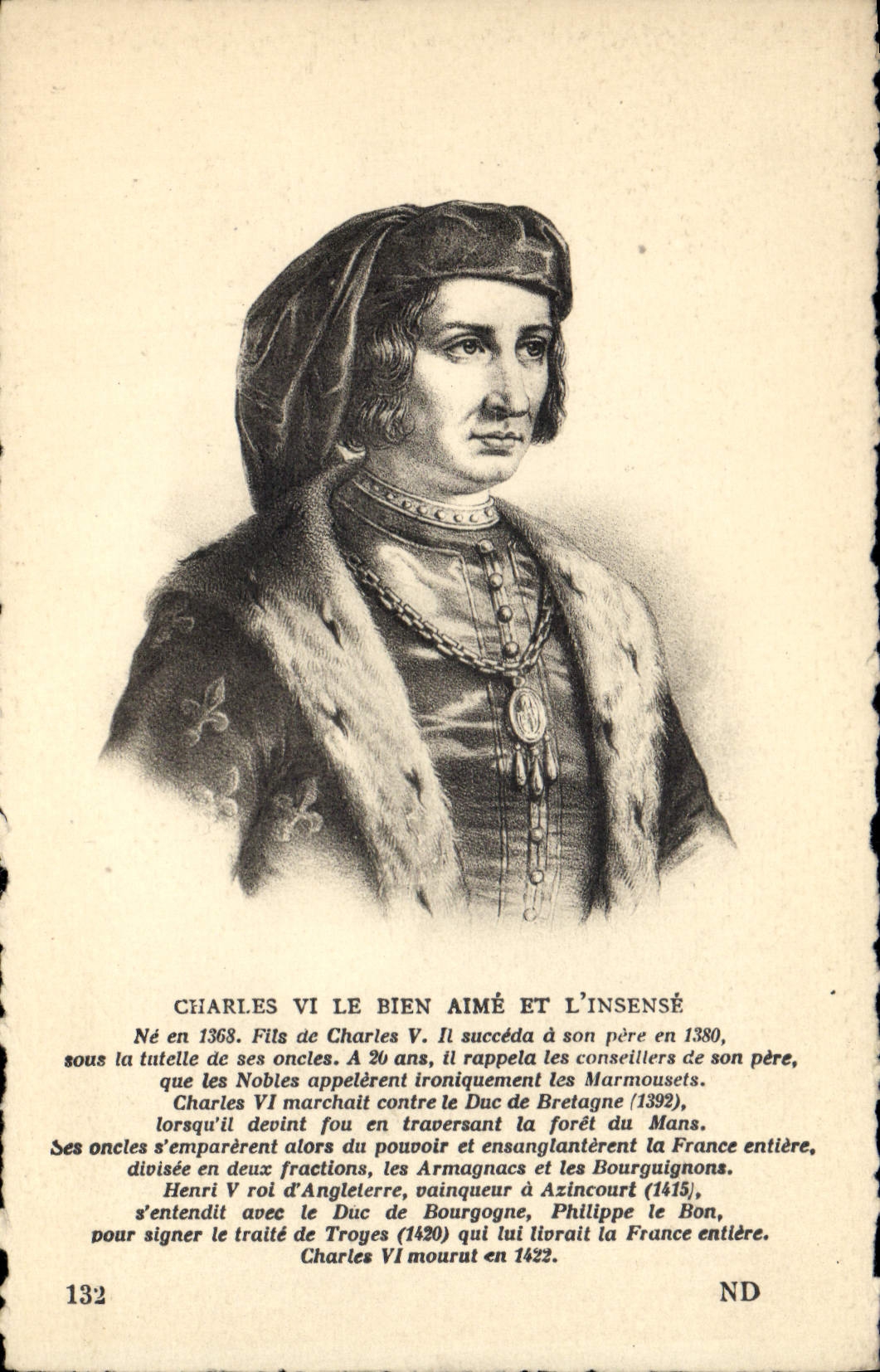 CPA Charles VI Le Bien Aime et l'insense